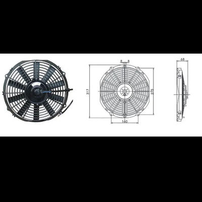 Ventilador de enfriamiento universal de 12 pulgadas de hoja recta para el radiador de vehículos Mazda en plástico negro
